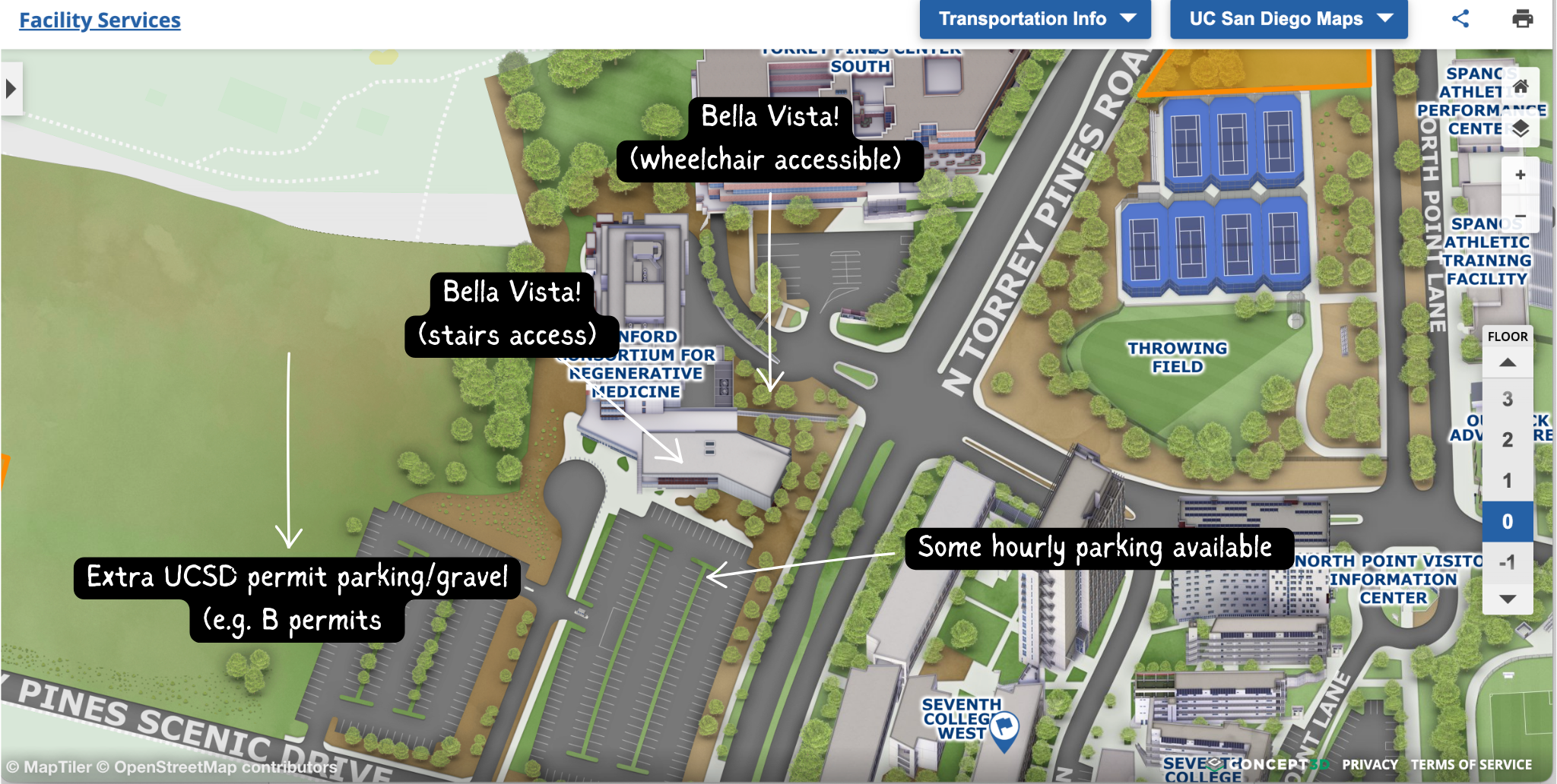 map of bella vista cafe at sanford consortium